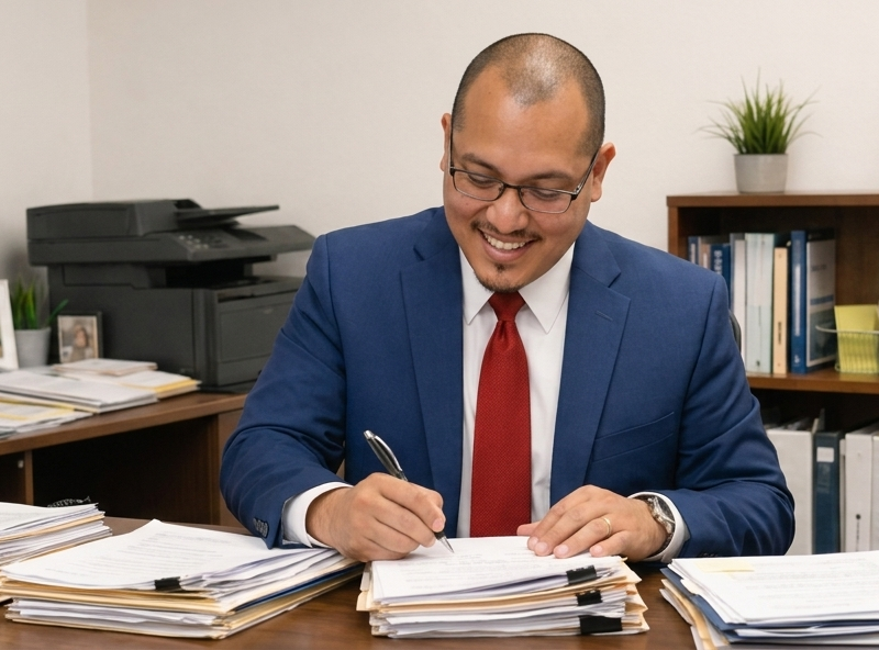 Edgar Velazquez working at his desk