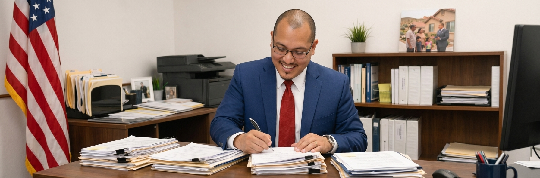 Edgar Velazquez working at his desk